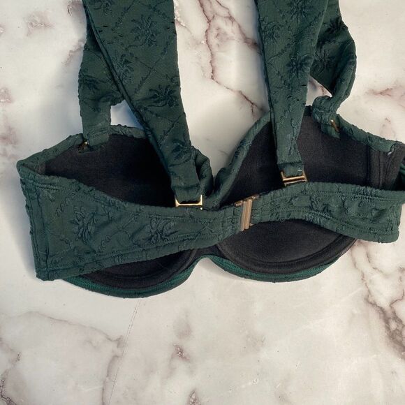 BEACH LIFE Green Embroidery Bandeau Bikini Top and Bottoms | Size: 36 - Picture 6 of 12